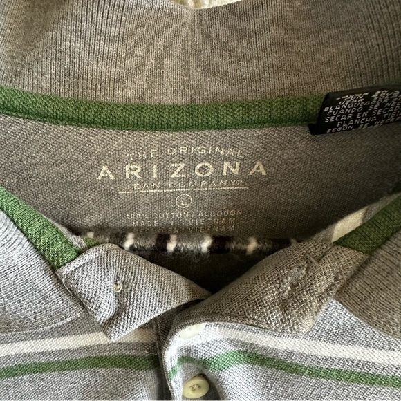 Arizona Jeans Co men’s polo gray green stripe large Y2K vintage - Picture 6 of 9